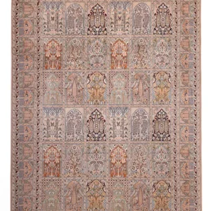 Silketeppe - Kashmir silke - 317 x 221 cm - mørk beige