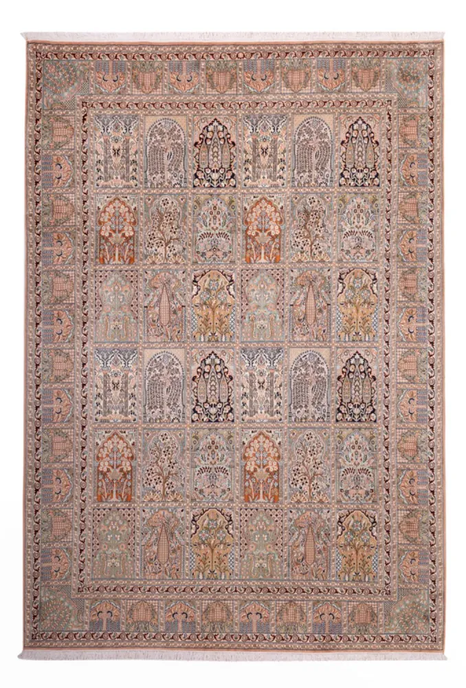 Silketeppe - Kashmir silke - 317 x 221 cm - mørk beige