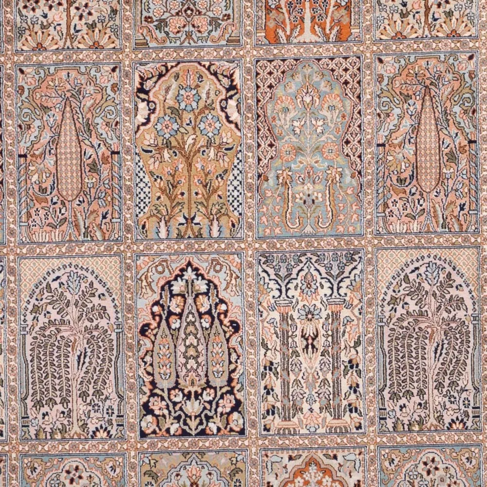 Silketeppe - Kashmir silke - 317 x 221 cm - mørk beige