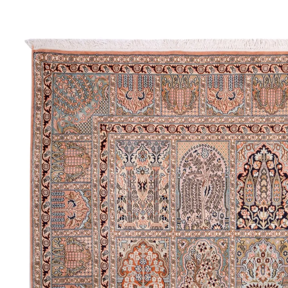 Silketeppe - Kashmir silke - 317 x 221 cm - mørk beige