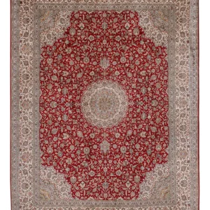 Silketeppe - Kashmir silke - 327 x 244 cm - rød