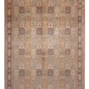 Silketeppe - Kashmir silke - 378 x 273 cm - mørk beige