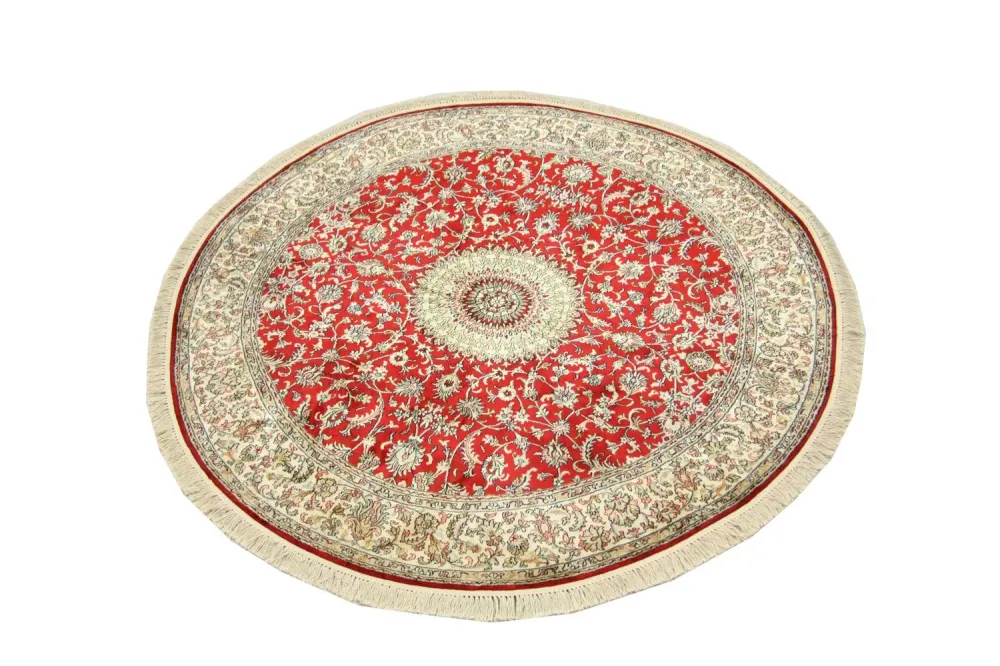 Silketeppe - Kashmir silke rundt - 183 x 183 cm - rød