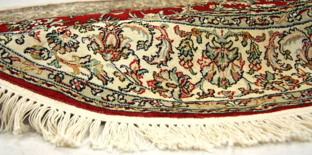 Silketeppe - Kashmir silke rundt - 183 x 183 cm - rød