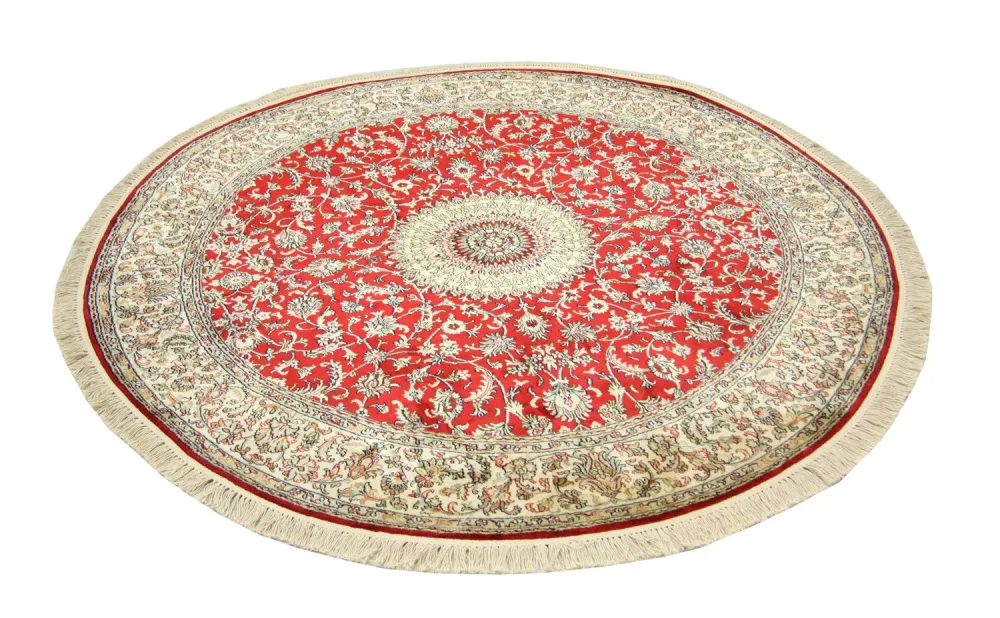 Silketeppe - Kashmir silke rundt - 183 x 183 cm - rød