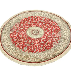 Silketeppe - Kashmir silke rundt - 183 x 183 cm - rød