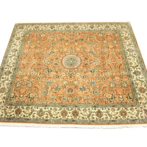 Silketeppe - Kashmir silke square - 216 x 211 cm - oransje