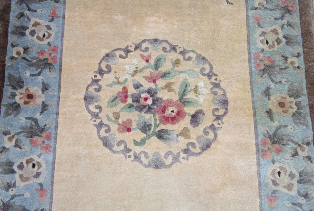 Silketeppe - Kina silke - 136 x 70 cm - blå