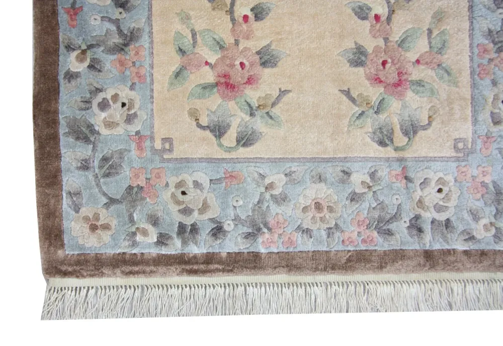 Silketeppe - Kina silke - 136 x 70 cm - blå