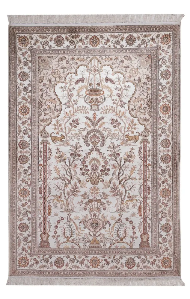 Silketeppe - Kina silke - 183 x 122 cm - krem