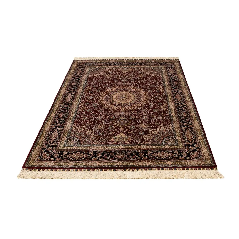 Silketeppe - Kina silke - 183 x 122 cm - mørk rød
