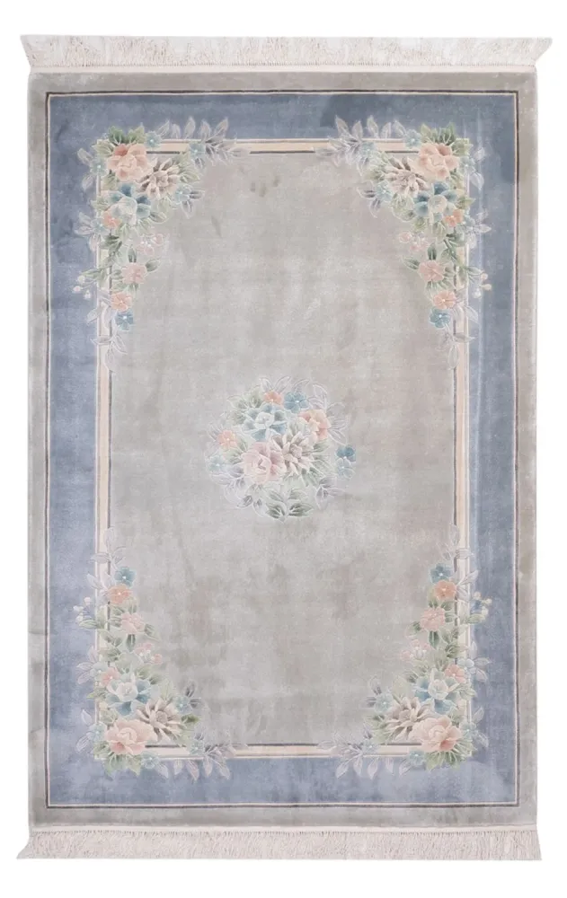 Silketeppe - Kina silke - 185 x 123 cm - grå