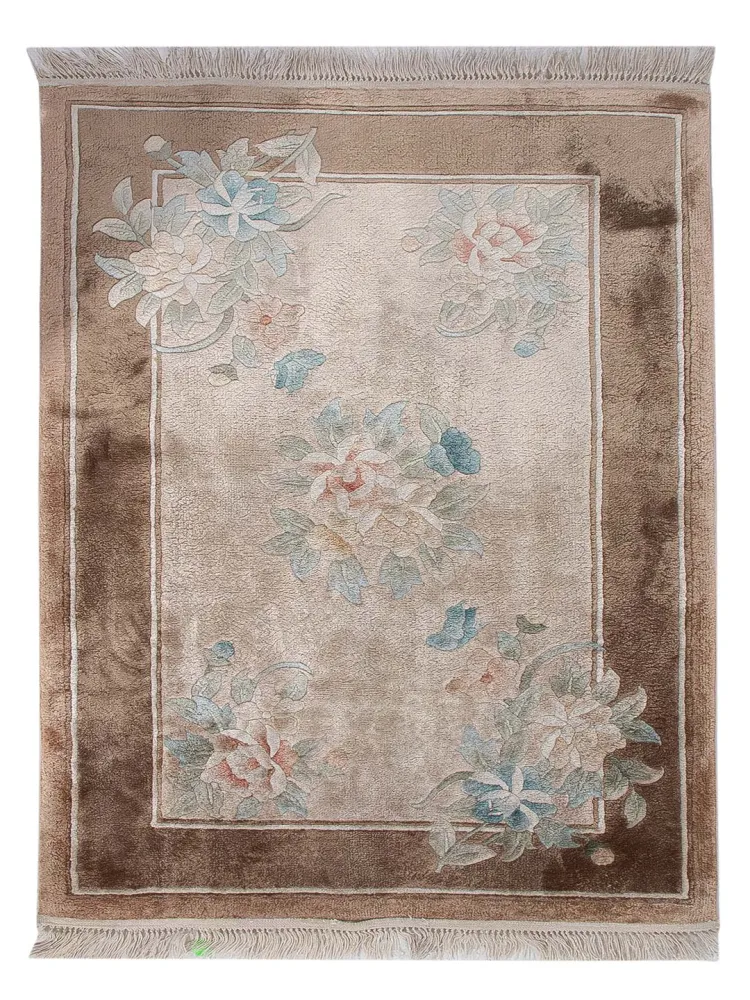 Silketeppe - Kina silke - 90 x 60 cm - karamell