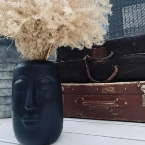 Stor flott keramikk vase med ansikt