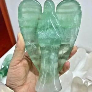 Stor og vakker Grønn Fluoritt Regnbue Engel , ca 15cm