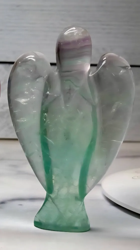 Stor og vakker Grønn Fluoritt Regnbue Engel , ca 15cm