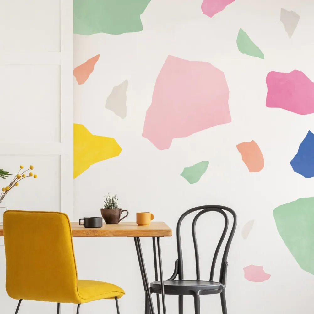 Store terrazzo veggklistremerker, fargerike