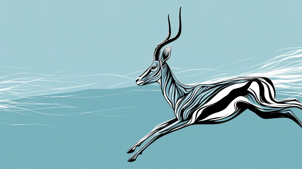 Tapet barnerom | Antilope i bevegelse på blå bakgrunn