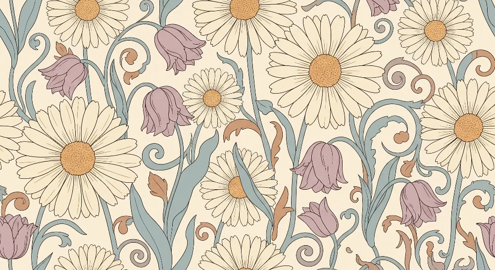 Tapet barnerom | Delikate blomster og milde blomstermønstre