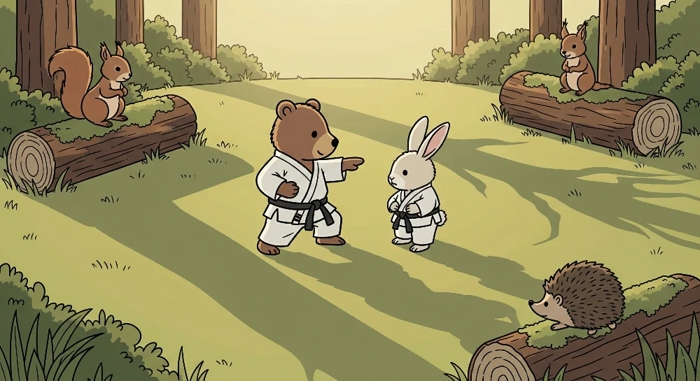 Tapet barnerom | Dyr i karate i en fortryllende skog