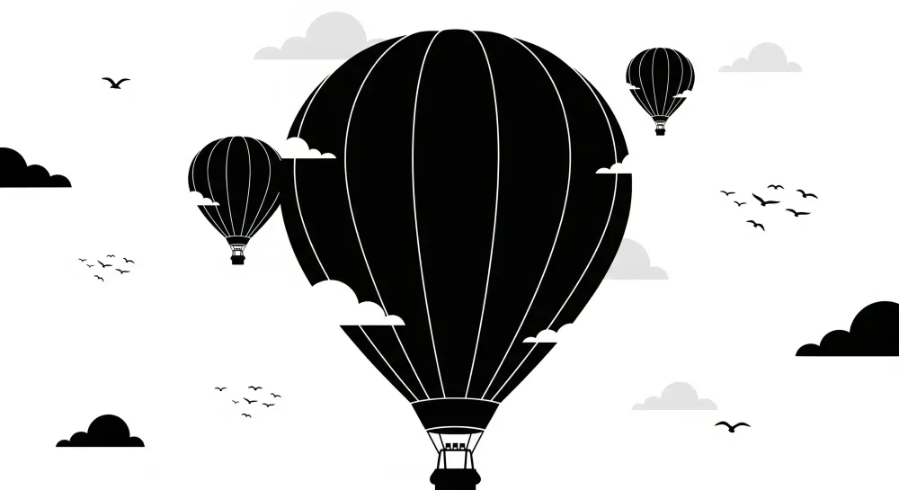 Tapet barnerom | Elegante luftballonger i en minimalistisk himmel