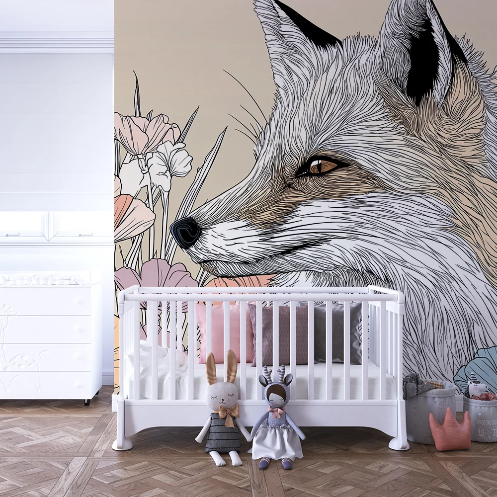 Tapet barnerom | Elegante rev med omgitt av delikate blomster