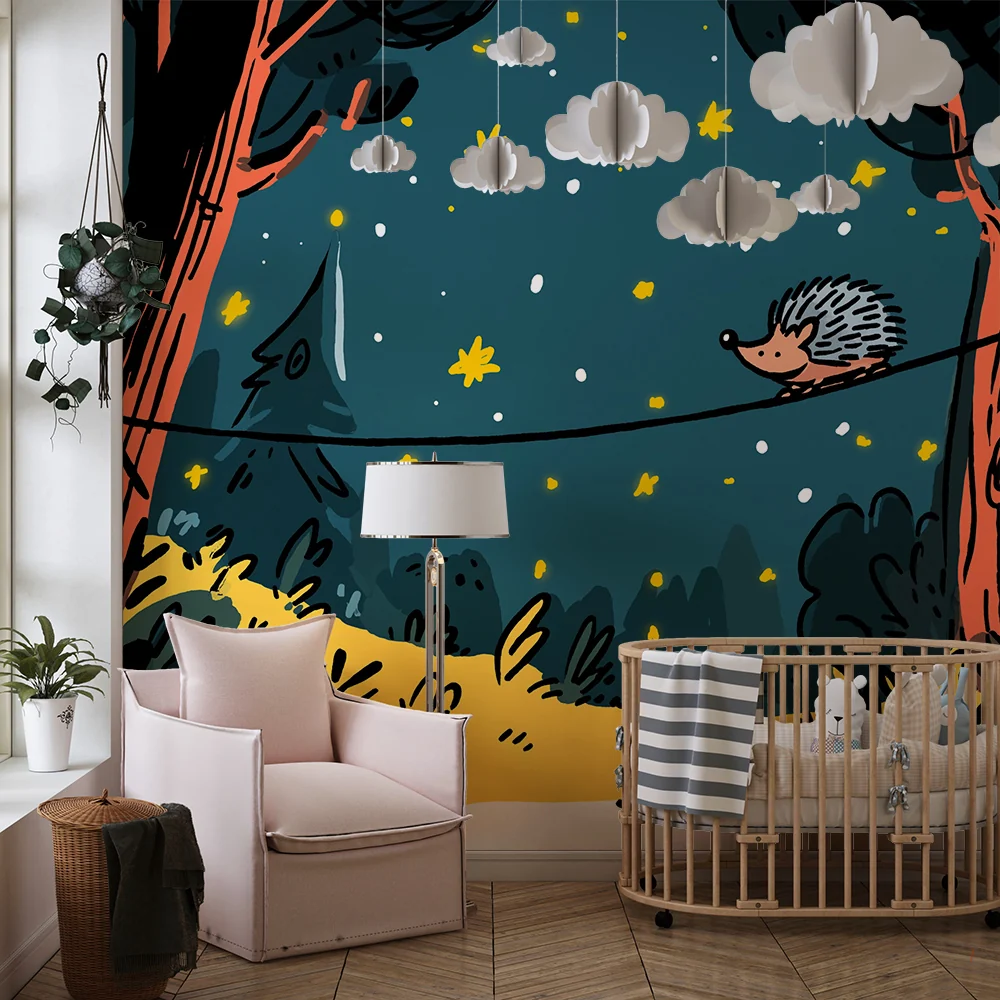 Tapet barnerom | Eventyrpinnsvin under en stjernehimmel