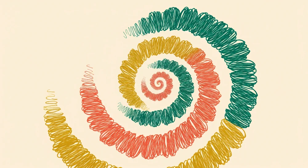 Tapet barnerom | Fargerik spiral i lekne tegninger