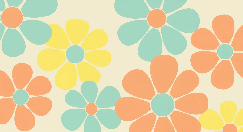 Tapet barnerom | Fargerike blomster i myke og glade farger