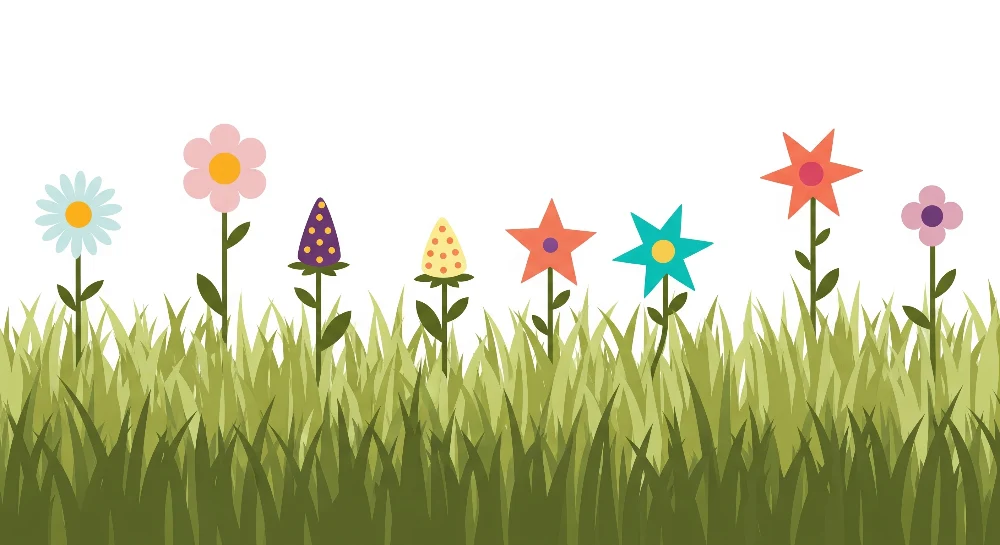Tapet barnerom | Fargerike blomster og mykt gress en glad stemning
