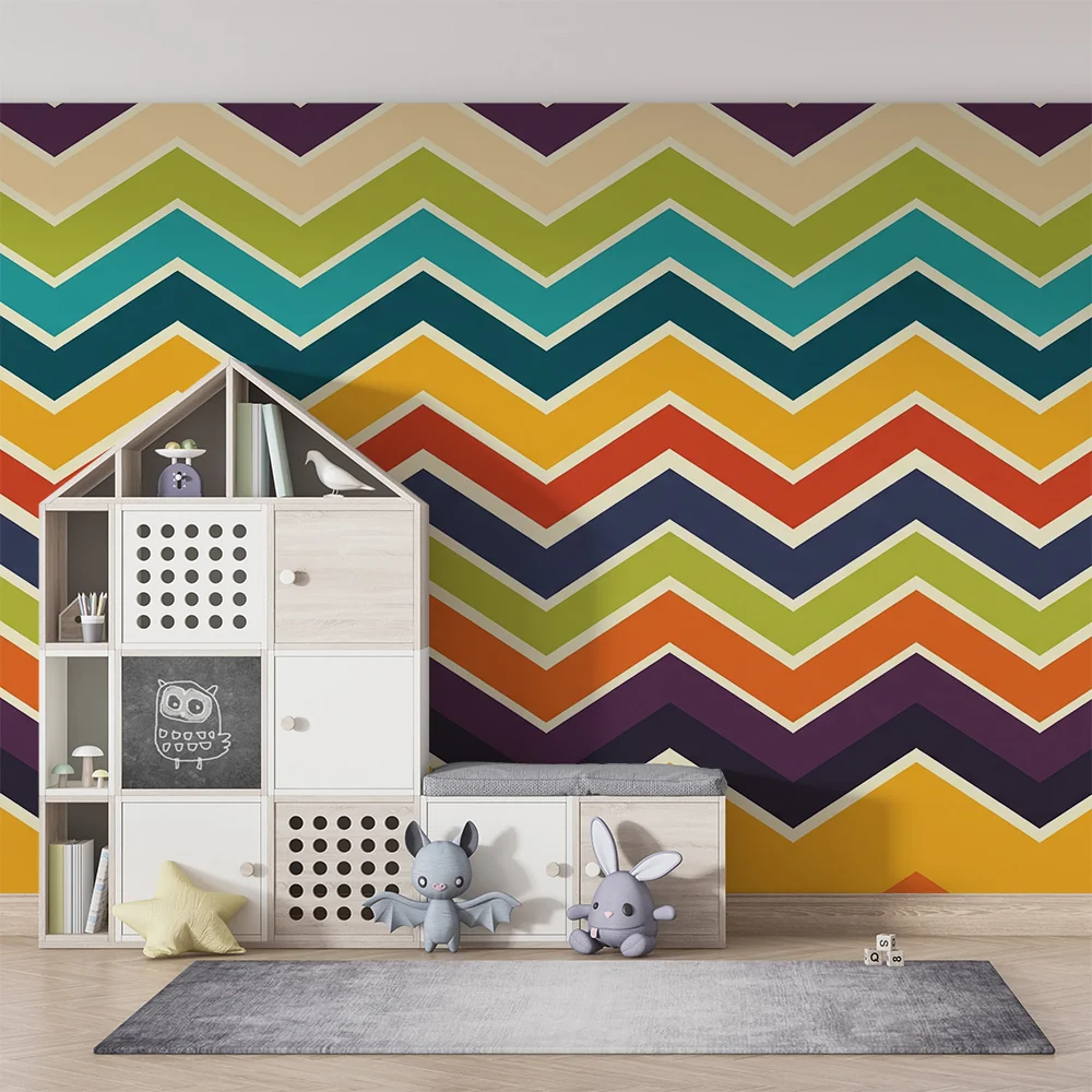 Tapet barnerom | Fargerikt zigzag-mønstret Chevron