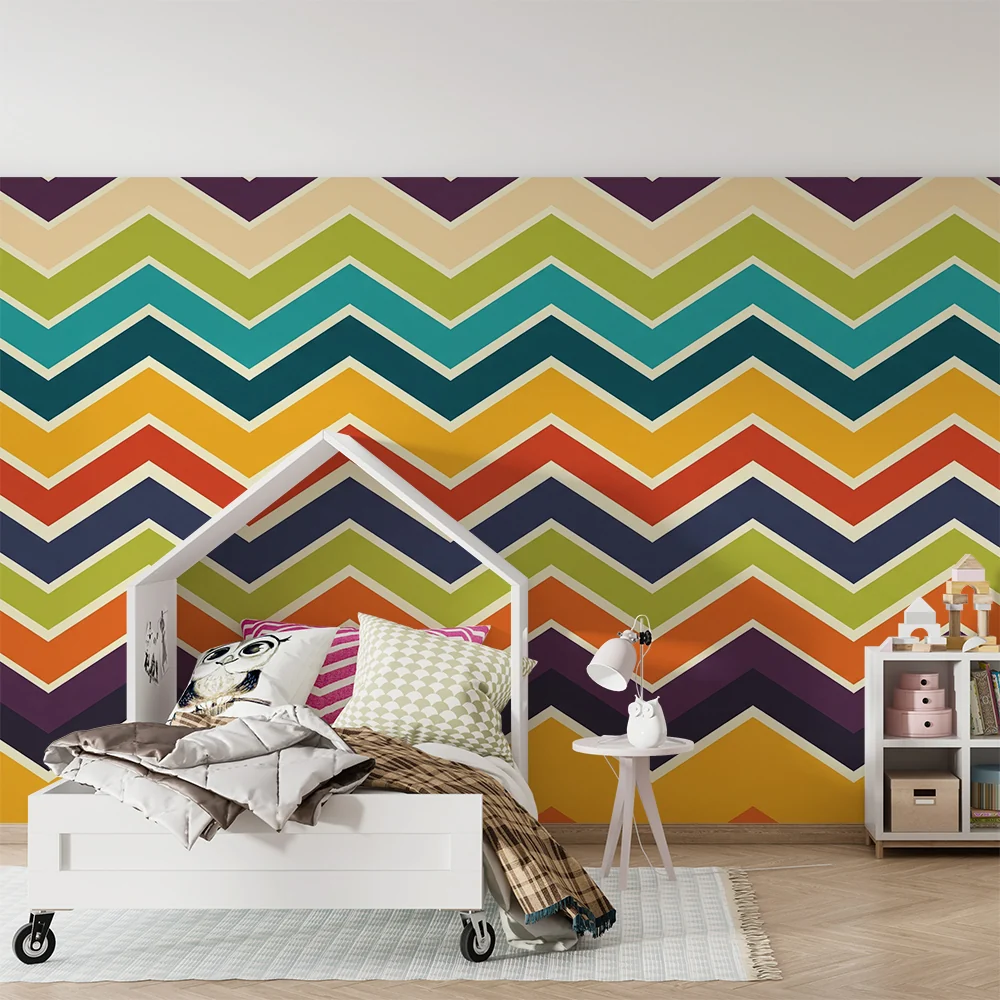Tapet barnerom | Fargerikt zigzag-mønstret Chevron