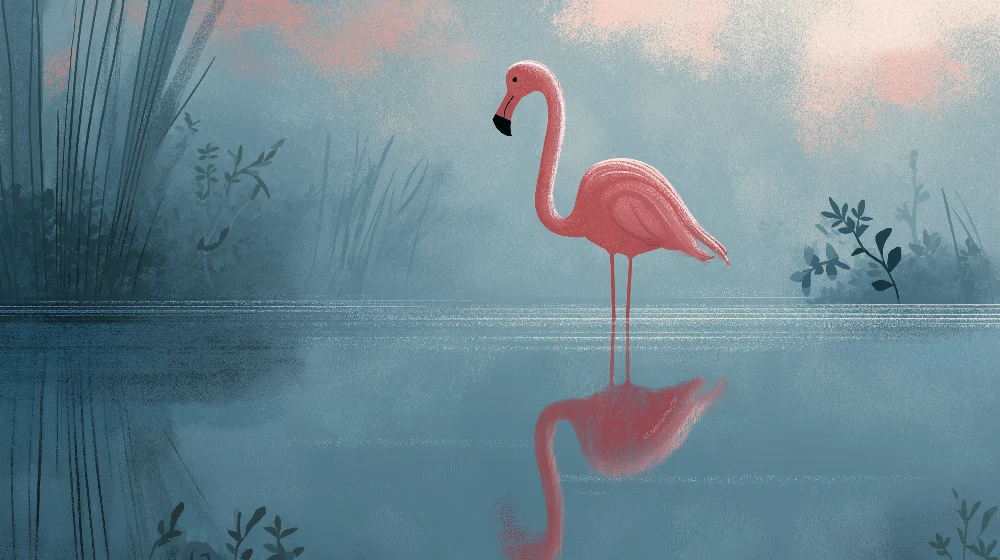 Tapet barnerom | Flamingo ved en rolig dam