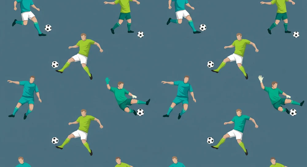 Tapet barnerom | Fotballspillere i full action på blå bakgrunn