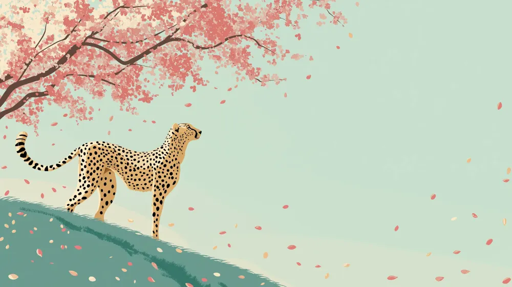Tapet barnerom | Gepard under et blomstrende kirsebærtre