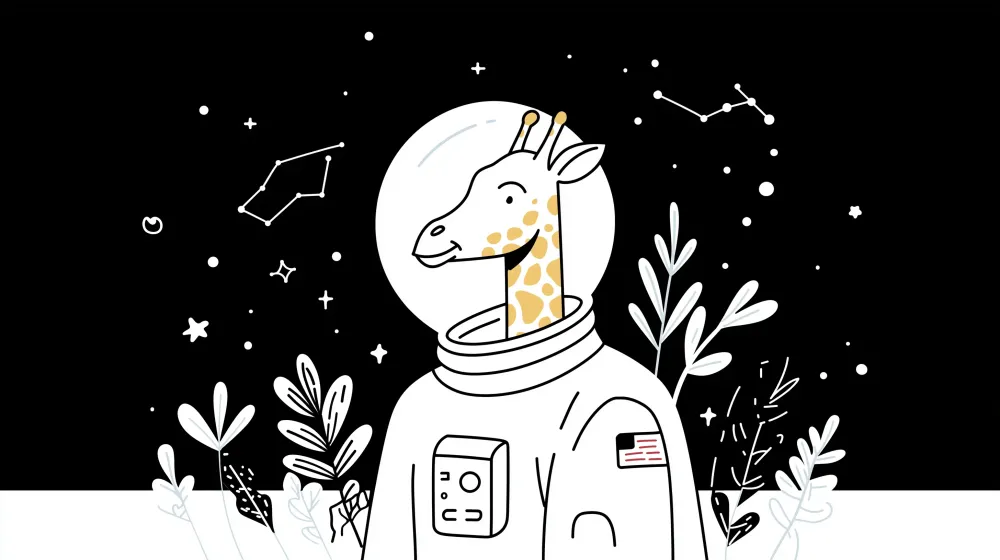 Tapet barnerom | Giraff astronaut i en stjernespekket verden