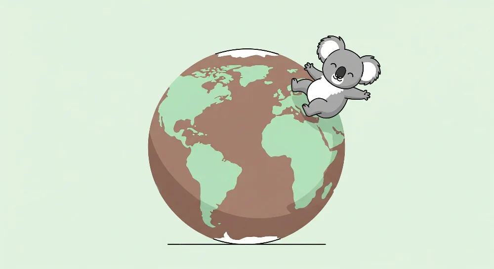 Tapet barnerom | Glad koala på jordkloden