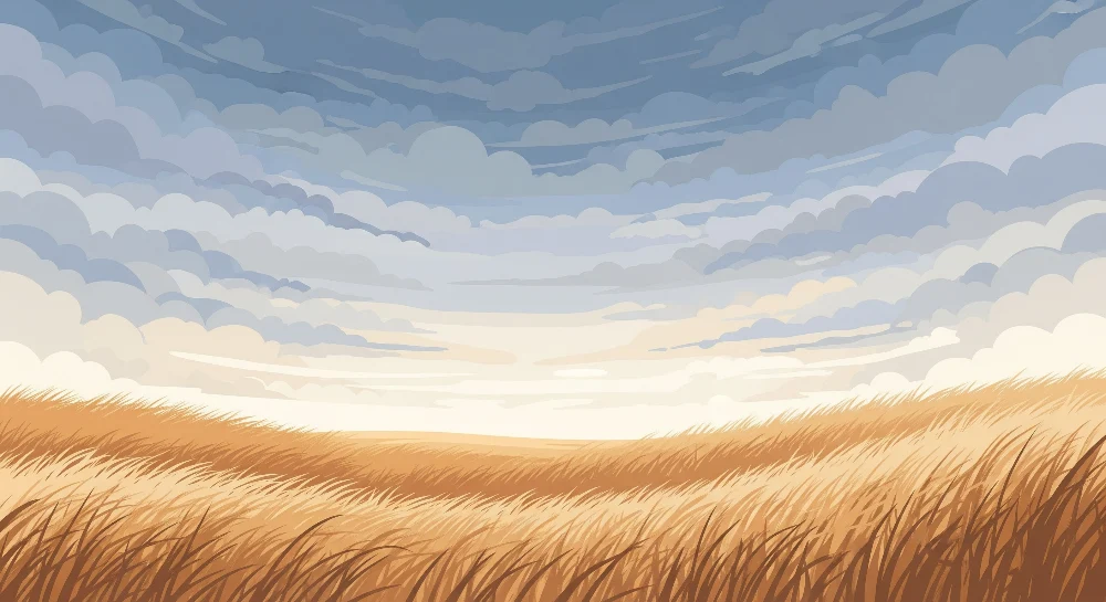 Tapet barnerom | Gylne marker under en skyet himmel