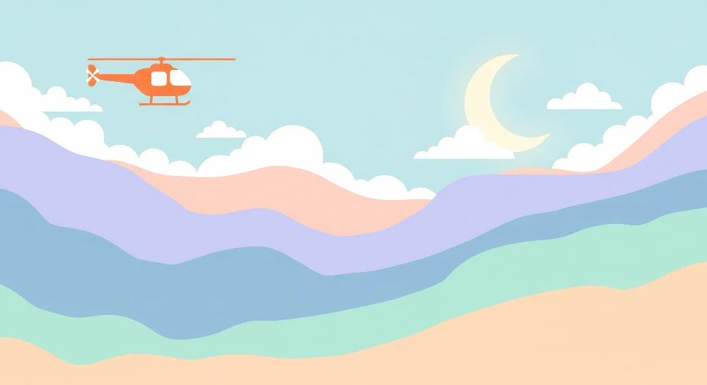 Tapet barnerom | Helikopter over et beroligende pastellandskap