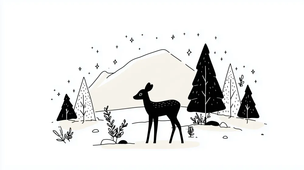 Tapet barnerom | Hjort i minimalistisk fjellandskap