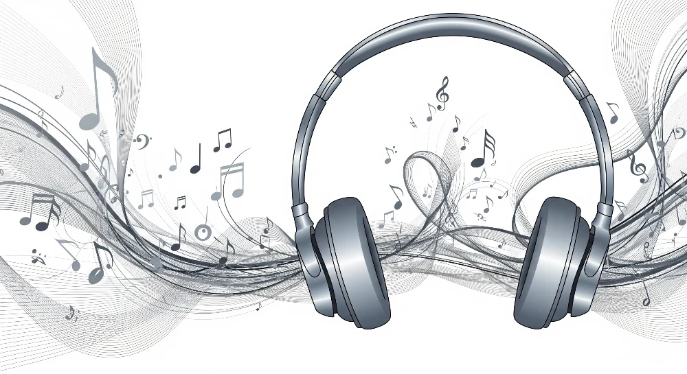Tapet barnerom | Hodetelefoner og musikknotater i harmoni