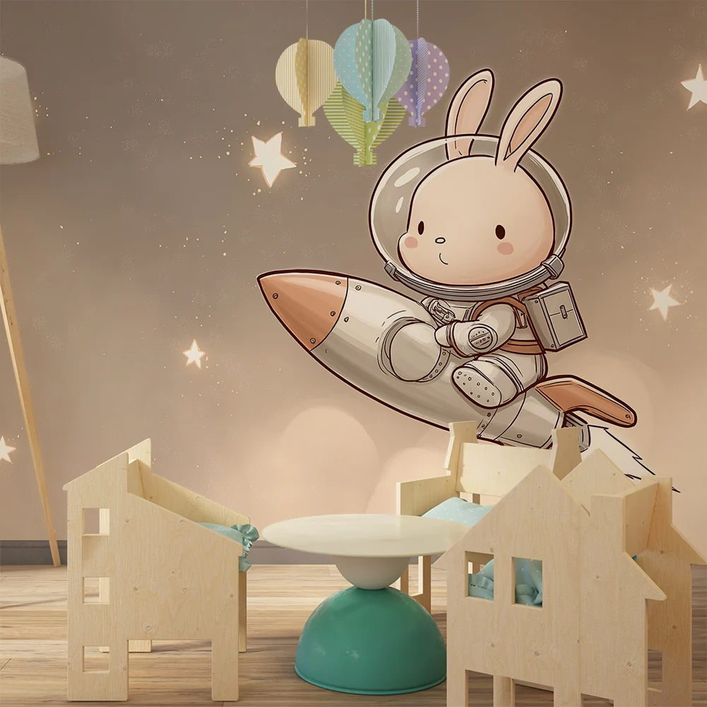 Tapet barnerom | Kanin astronaut som reiser blant stjernene
