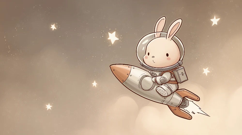 Tapet barnerom | Kanin astronaut som reiser blant stjernene