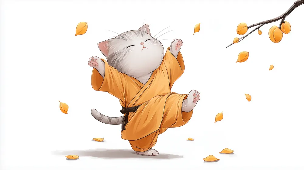 Tapet barnerom | Kattunge i kimono danser blant høstbladene