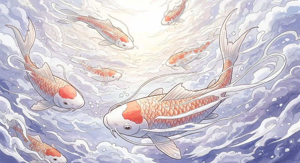 Tapet barnerom | Koi fisk svømmer i rolige farvann