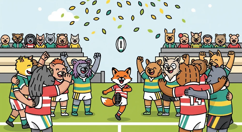 Tapet barnerom | Lag av dyr feirer seier i rugby