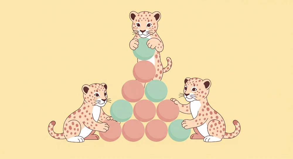 Tapet barnerom | Små lekende leoparder med fargerike baller