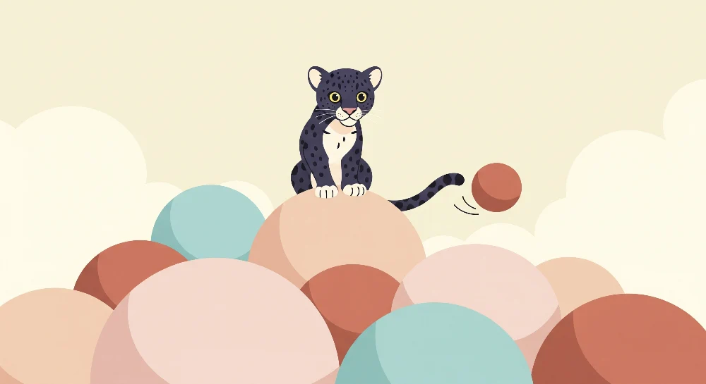Tapet barnerom | Leopard spiller på fargerike baller