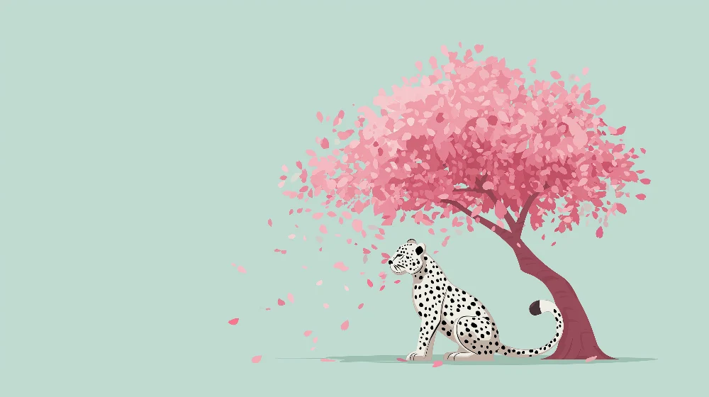 Tapet barnerom | Leopard under et blomstrende kirsebærtre