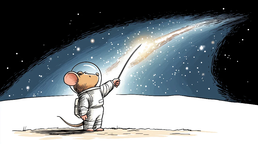 Tapet barnerom | Liten astronautmus utforsker det stjerneklare universet